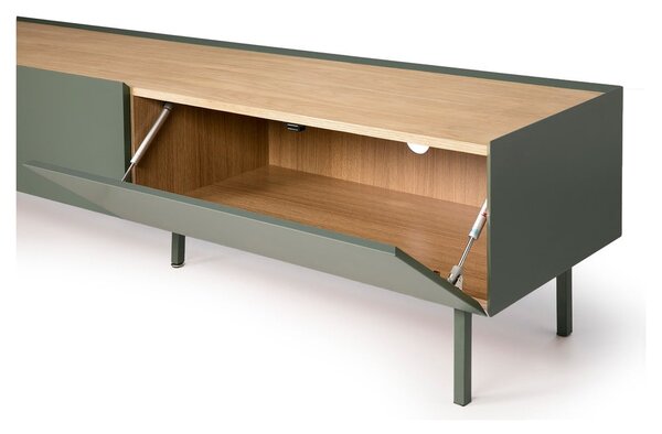 Zöld-natúr színű TV-állvány tölgyfa dekorral 180x45 cm Arista – Teulat