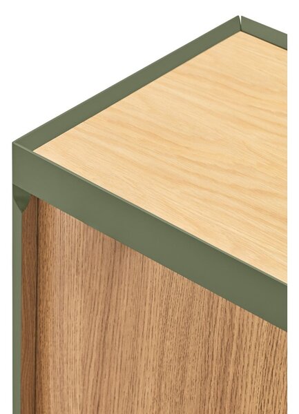 Zöld-natúr színű TV-állvány tölgyfa dekorral 180x45 cm Arista – Teulat