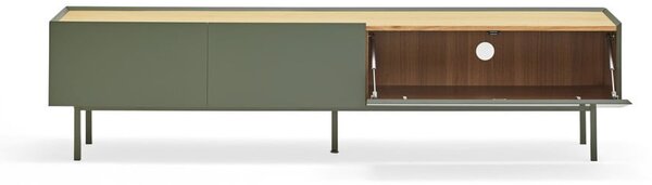 Zöld-natúr színű TV-állvány tölgyfa dekorral 180x45 cm Arista – Teulat