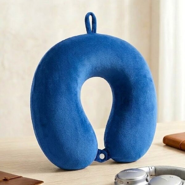 Kék színű memóriahabos nyakpárna