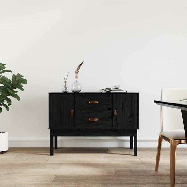 VidaXL Fekete Tálalószekrény - Tömör Fenyőfa - 110x40x78 cm