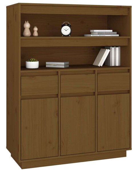 VidaXL Tömör Fenyőfa Magasszekrény - Mézbarna - 89x40x116,5 cm