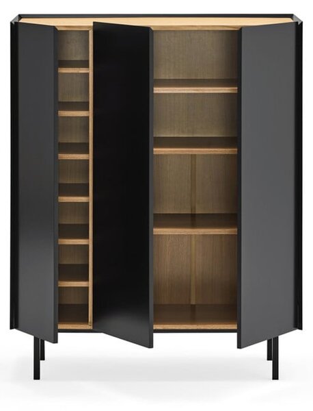 Fekete magas komód tölgyfa dekorral 95x120 cm Arista – Teulat