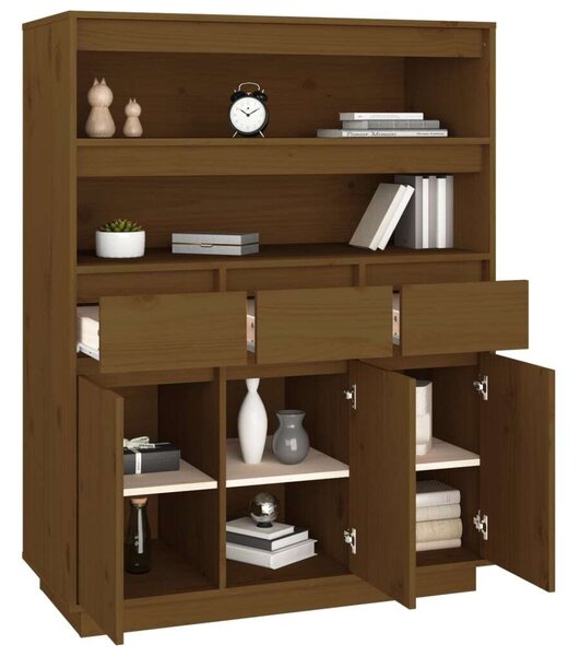 VidaXL Tömör Fenyőfa Magasszekrény - Mézbarna - 89x40x116,5 cm