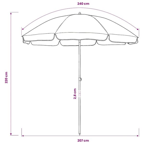 Homoksárga strandnapernyő 240 cm
