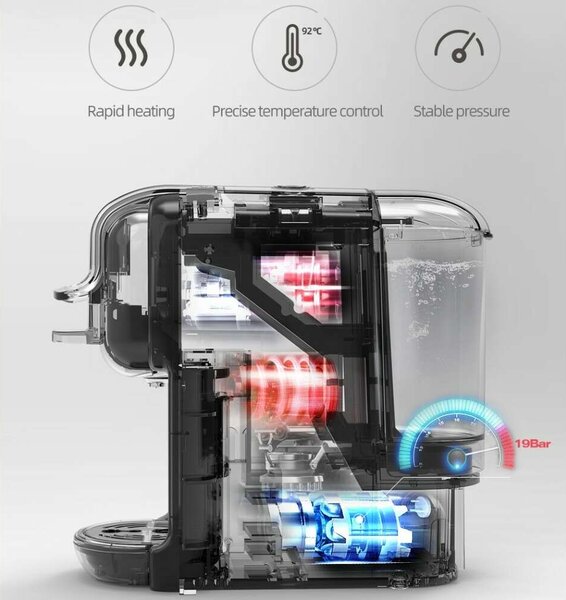 HiBREW H2B 5in1 Multikapszulás Kávéfőző 1450W, 0,6l, Fekete