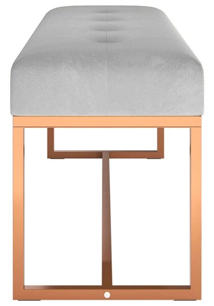 VidaXL Szürke Bársony Ülőpad - Rózsaszínarany Lábak - 110x36x45 cm