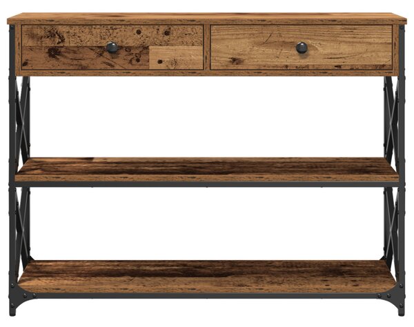 Konzol Asztal Régi fa 100 x 28 x 75 cm Műgyantás fa és fém