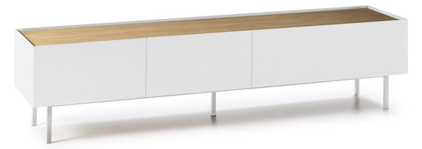 Fehér-natúr színű TV-állvány tölgyfa dekorral 180x45 cm Arista – Teulat