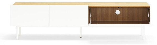 Fehér-natúr színű TV-állvány tölgyfa dekorral 180x45 cm Arista – Teulat