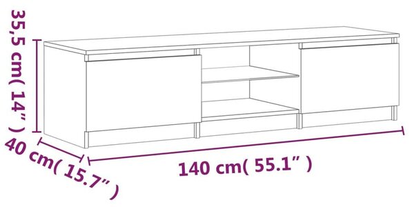 VidaXL TV-szekrény - Füstös Tölgy - 140cm