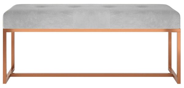 VidaXL Szürke Bársony Ülőpad - Rózsaszínarany Lábak - 110x36x45 cm