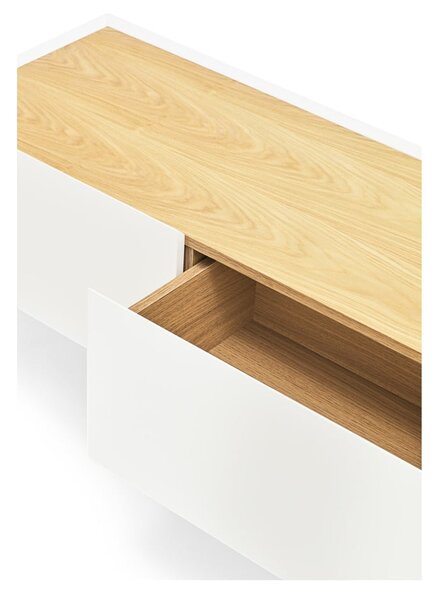 Fehér-natúr színű TV-állvány tölgyfa dekorral 180x45 cm Arista – Teulat