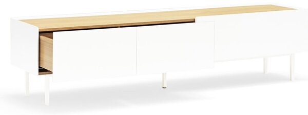 Fehér-natúr színű TV-állvány tölgyfa dekorral 180x45 cm Arista – Teulat