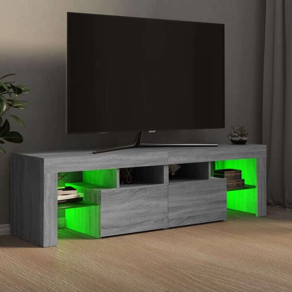 VidaXL TV-szekrény - Sonoma Szürke - 140cm - LED világítással