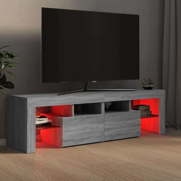VidaXL TV-szekrény - Sonoma Szürke - 140cm - LED világítással