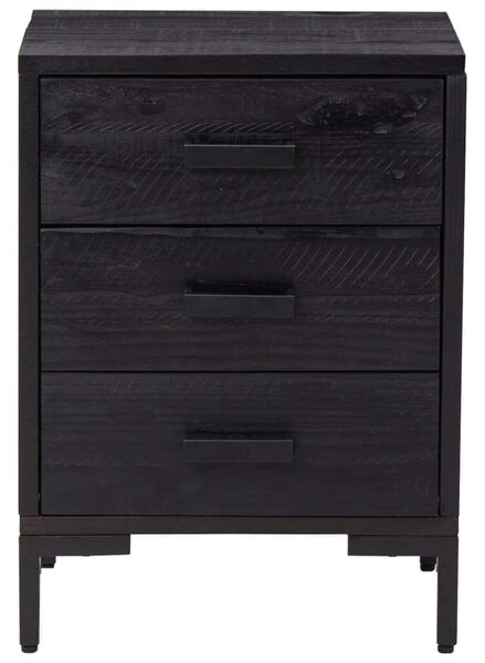 VidaXL Fekete Éjjeliszekrény - Tömör Fenyőfa - 40x30x55 cm - 2 db