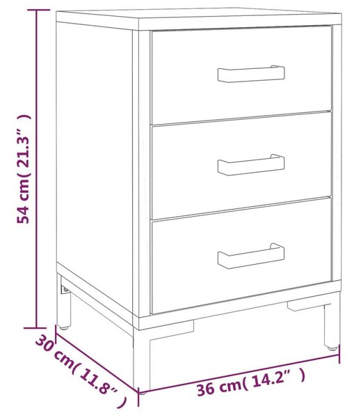VidaXL Fekete Éjjeliszekrény - Tömör Fenyőfa - 40x30x55 cm - 2 db