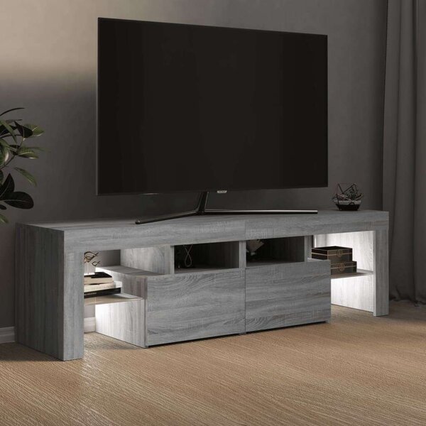 VidaXL TV-szekrény - Sonoma Szürke - 140cm - LED világítással
