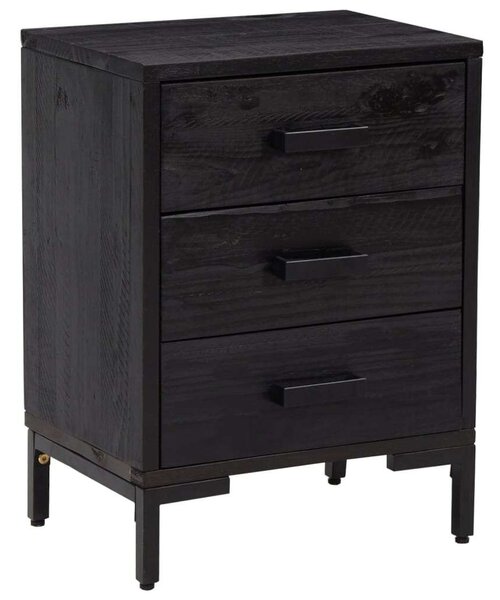 VidaXL Fekete Éjjeliszekrény - Tömör Fenyőfa - 40x30x55 cm - 2 db
