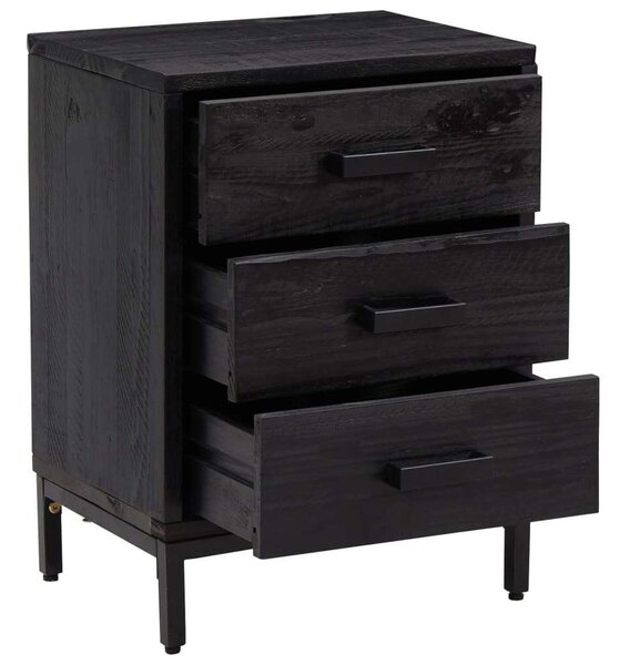 VidaXL Fekete Éjjeliszekrény - Tömör Fenyőfa - 40x30x55 cm - 2 db