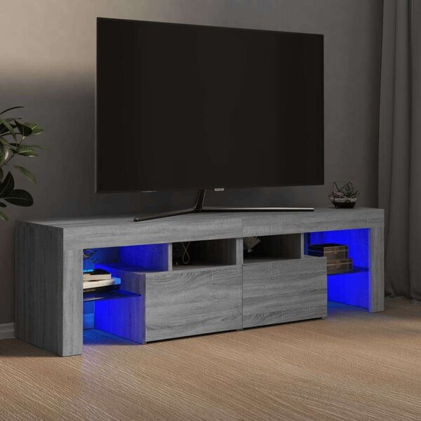 VidaXL TV-szekrény - Sonoma Szürke - 140cm - LED világítással