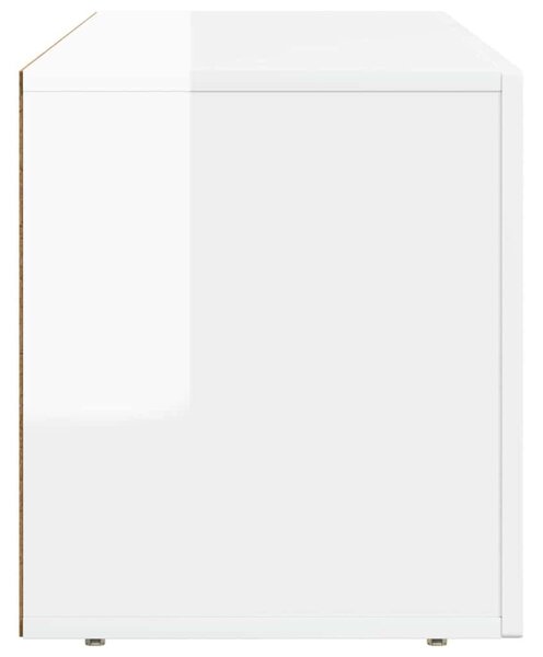 TV szekrény ELST 100 x 35 x 40 cm Magas Fényű Fehér Szerelt Fa