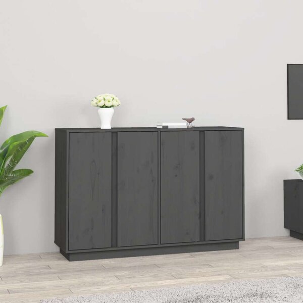 VidaXL Tömörfenyő Tálalószekrény - Szürke - 120x35x80 cm