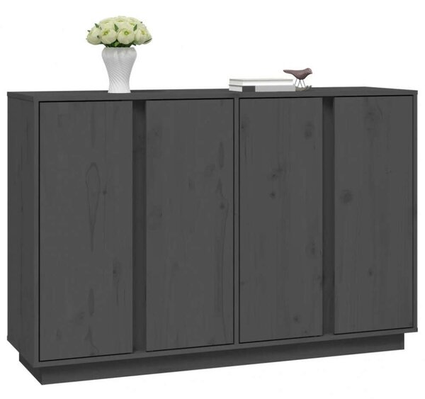 VidaXL Tömörfenyő Tálalószekrény - Szürke - 120x35x80 cm