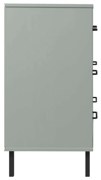 VidaXL OSLO szürke tömör fa tálalószekrény 3 fiókkal 77 x 40 x 79,5 cm