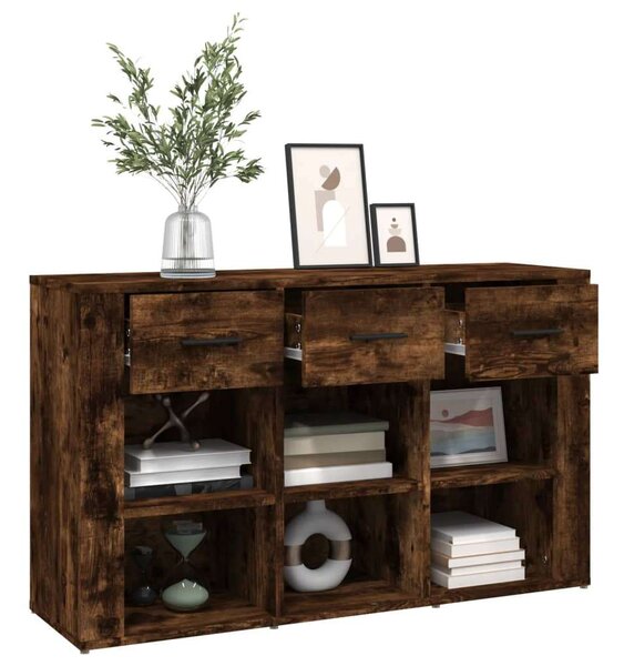 VidaXL füstös tölgyszínű szerelt fa tálalószekrény 100x30x59,5 cm