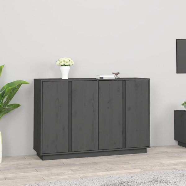 VidaXL Tömörfenyő Tálalószekrény - Szürke - 120x35x80 cm