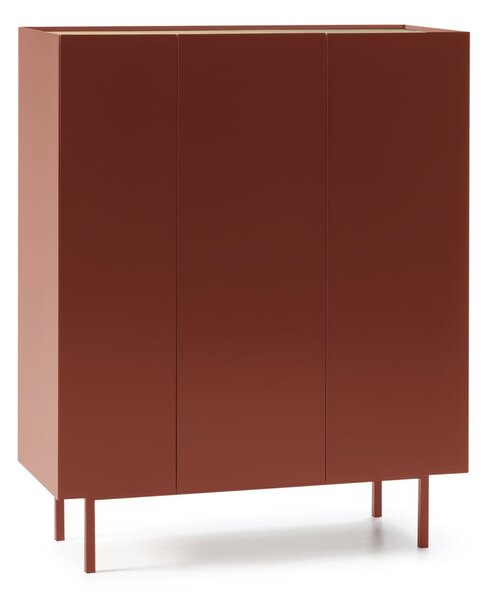 Piros magas komód tölgyfa dekorral 95x120 cm Arista – Teulat