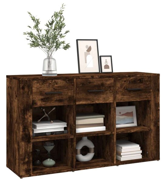 VidaXL füstös tölgyszínű szerelt fa tálalószekrény 100x30x59,5 cm