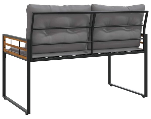 Fa réteg pad 114 x 55 x 77 cm Tömör akácfa és porbevonatos acél