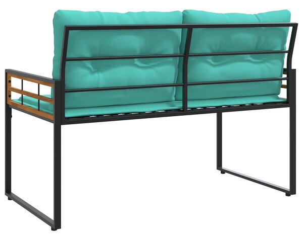 Fa réteg pad 114 x 55 x 77 cm Tömör akácfa és porbevonatos acél