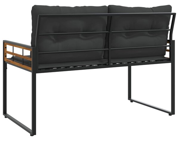 Fa réteg pad 114 x 55 x 77 cm Tömör akácfa és porbevonatos acél