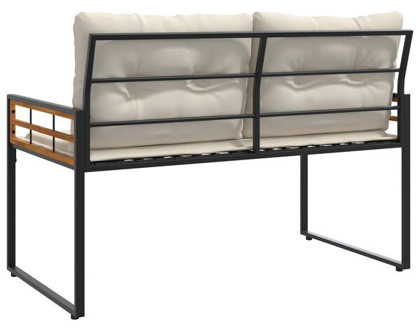 Fa réteg pad 114 x 55 x 77 cm Tömör akácfa és porbevonatos acél