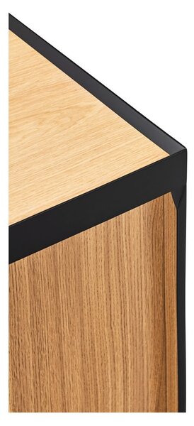 Fekete-natúr színű TV-állvány tölgyfa dekorral 180x45 cm Arista – Teulat