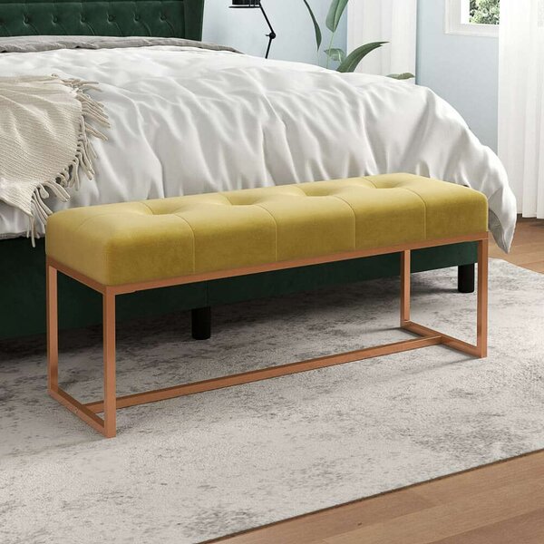 VidaXL Bársony Ülőpad - Mustársárga - 110x36x45 cm