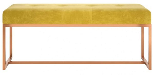 VidaXL Bársony Ülőpad - Mustársárga - 110x36x45 cm