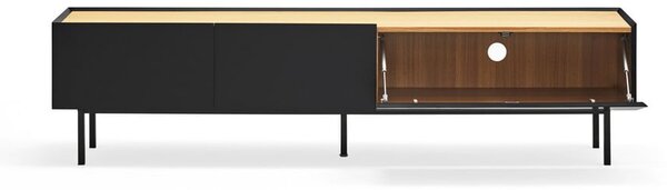 Fekete-natúr színű TV-állvány tölgyfa dekorral 180x45 cm Arista – Teulat