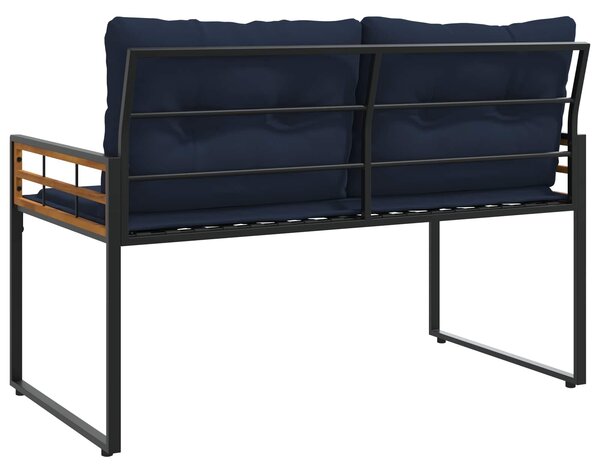 Fa réteg pad 114 x 55 x 77 cm Tömör akácfa és porbevonatos acél