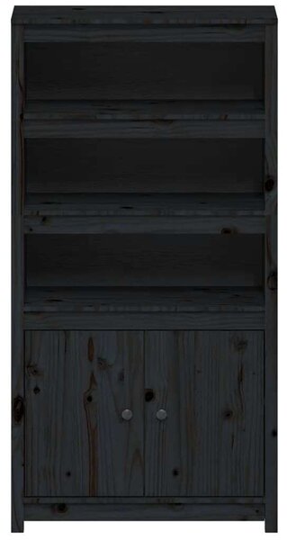 VidaXL fekete tömör fenyőfa magasszekrény 80 x 35 x 154 cm