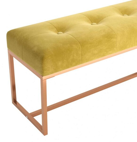 VidaXL Bársony Ülőpad - Mustársárga - 110x36x45 cm