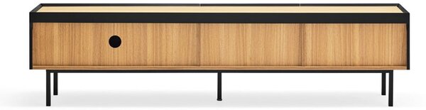 Fekete-natúr színű TV-állvány tölgyfa dekorral 180x45 cm Arista – Teulat