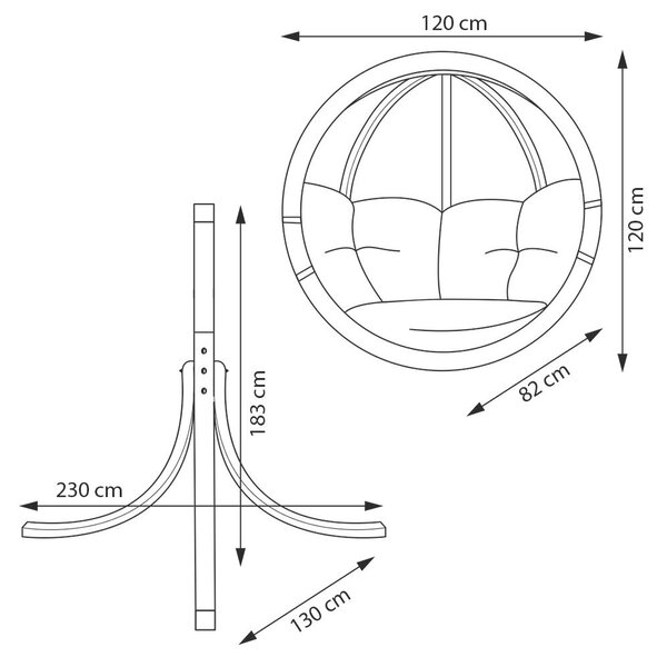 SwingPod Függőfotel Állvánnyal - 120x120x82 cm