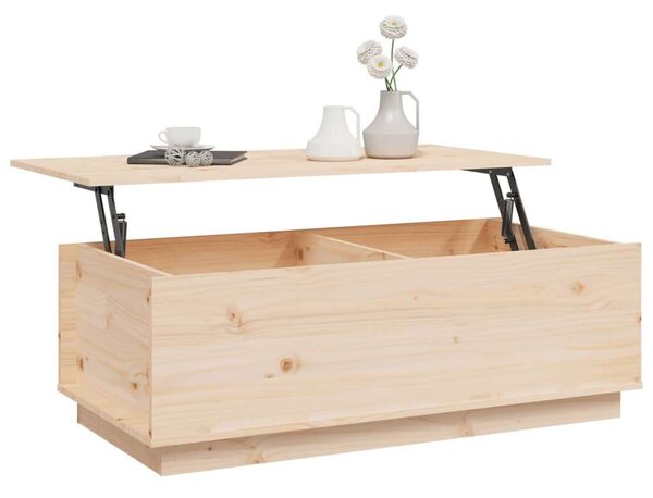 VidaXL Emelhető Dohányzóasztal - Tömör Fenyőfa - 100x50x35 cm