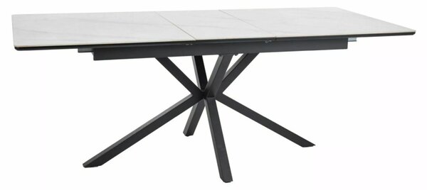 Logan Ceramic Bővíthető Étkezőasztal Kerámia-MDF Mattfehér Csillag Vázzal