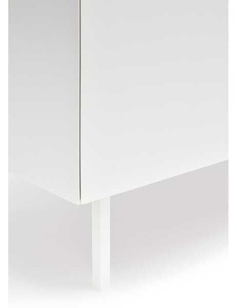 Fehér-natúr színű alacsony komód tölgyfa dekorral 165x78 cm Arista – Teulat